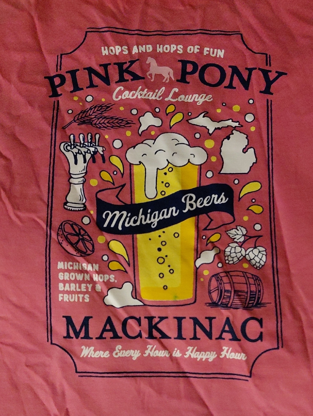 Pink Pony Bar Mackinac Island Beer T Shirt Mens Large Authentic Unworn